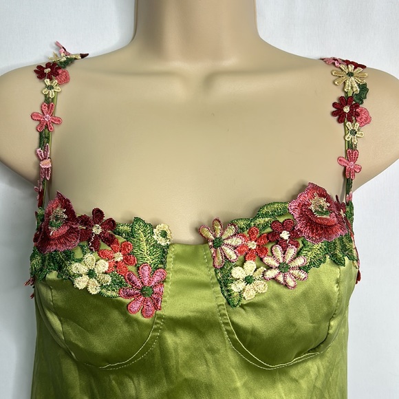 Unbranded silky floral embellished lingerie Y2K dress - Picture 3 of 4